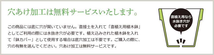 穴あけ加工は無料サービスいたします