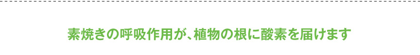 素焼きの呼吸作用が、植物の根に酸素を届けます